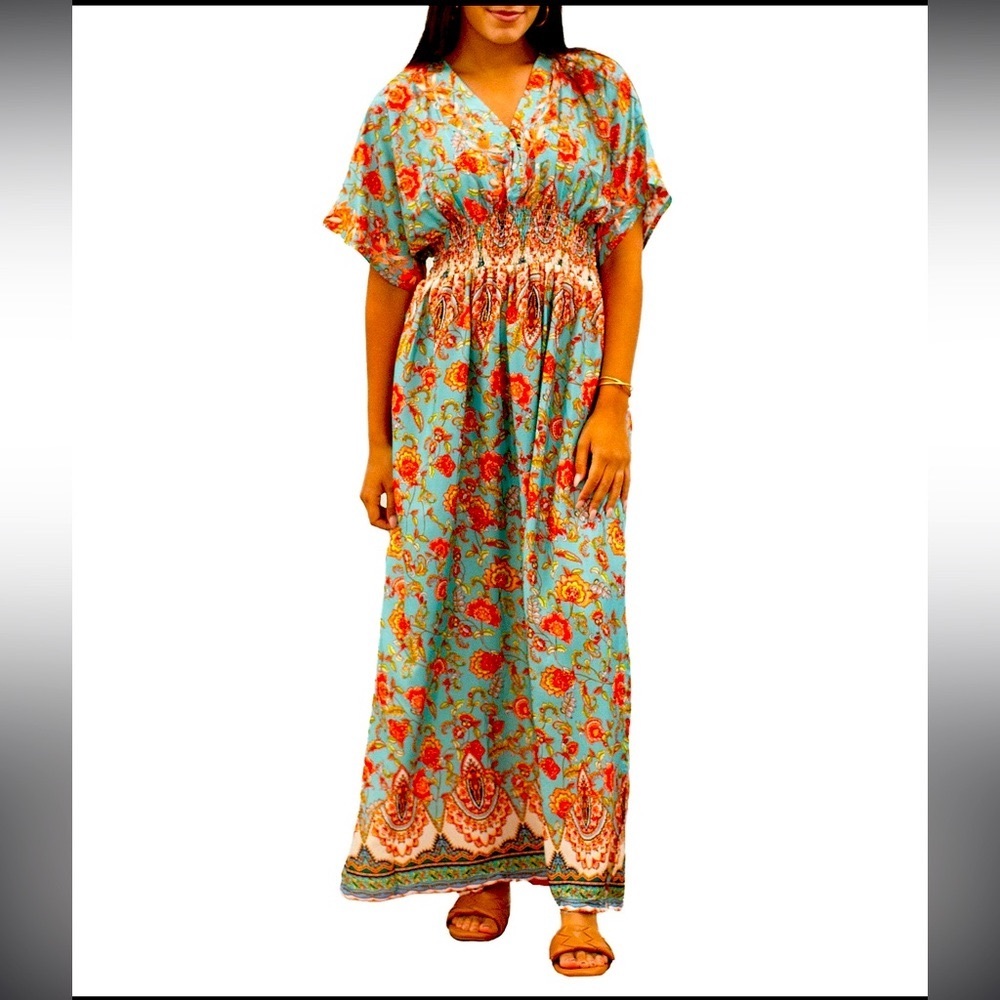 Karen Seo silk rayon Floral Maxi Dress
